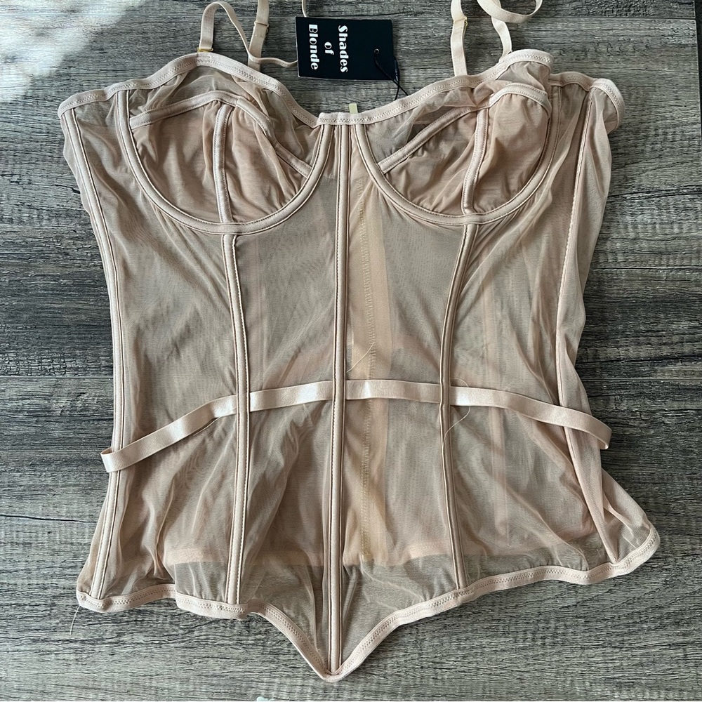 SHADES OF BLONDE NWT  Bustier Corset Top Zip Back Stretch Size 2XL